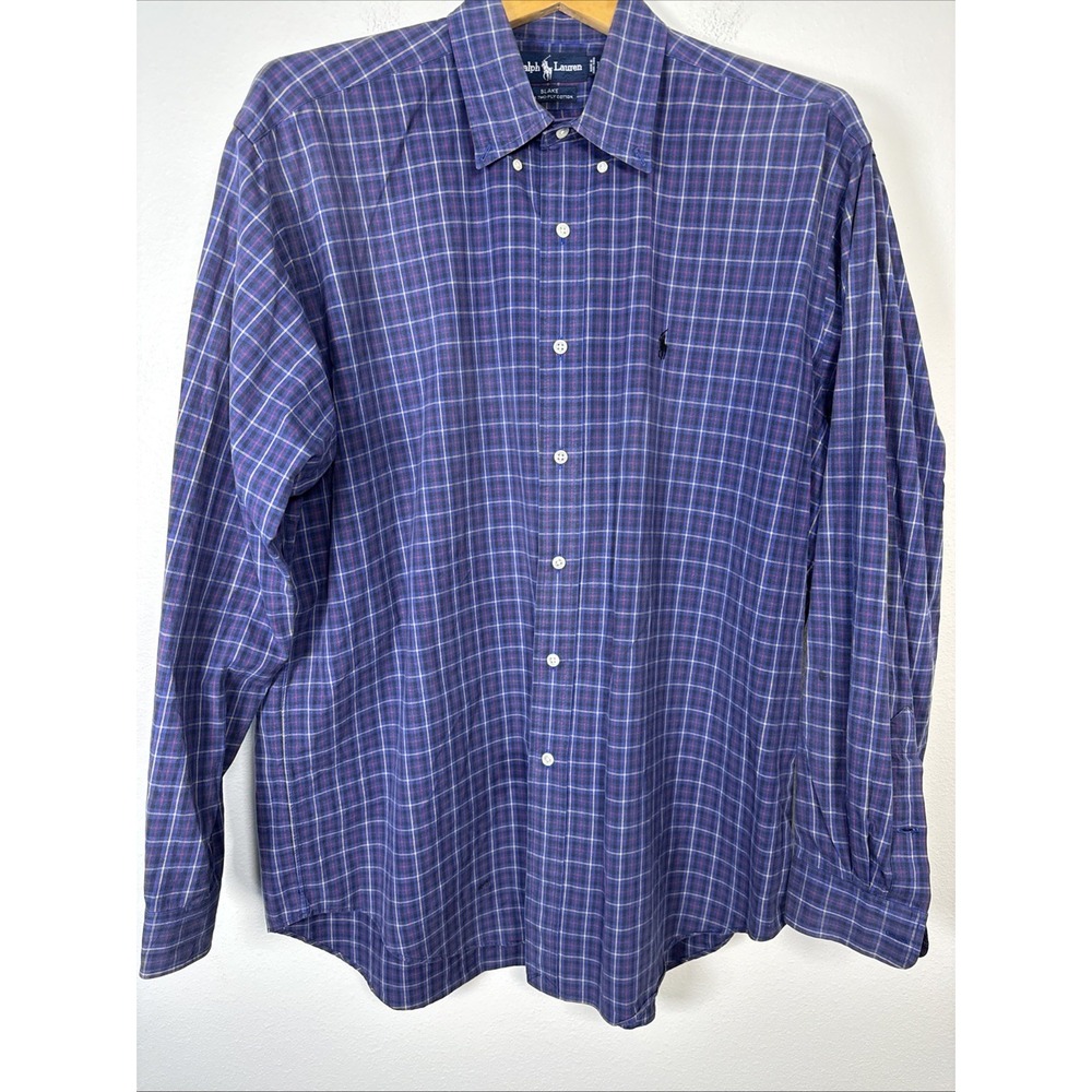 Ralph‎ Lauren Blake Vintage 100% cotton plaid button down shirt men's size Large
